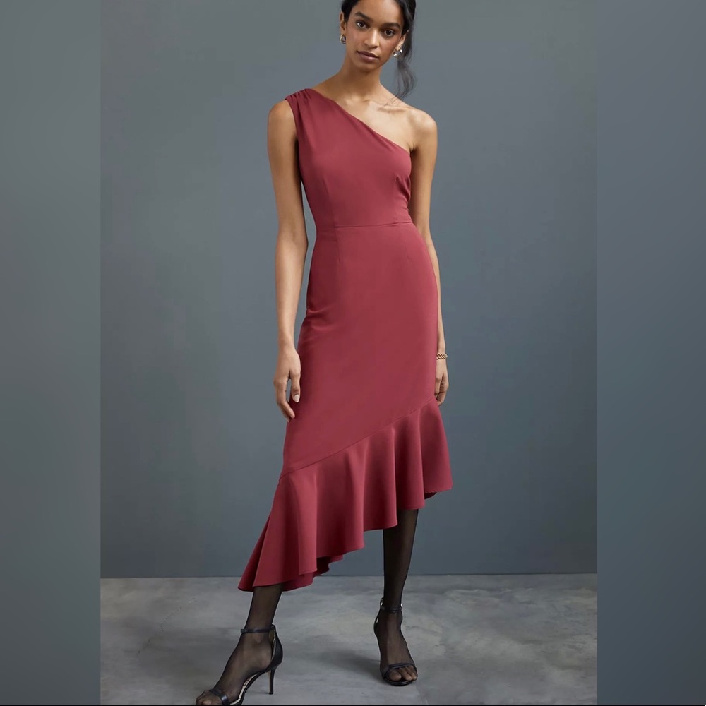 Anthropologie Hutch Slim One-Shoulder Maxi Dress Medium
